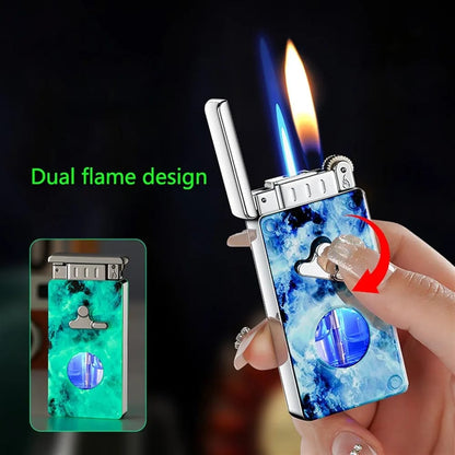 Premium Dual Flame Lighter with LED Fuel Indicator