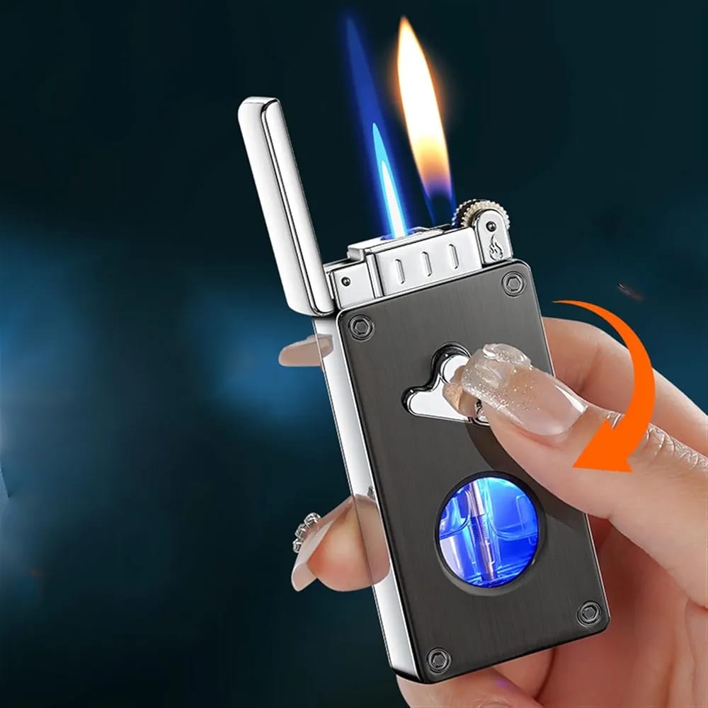 Premium Dual Flame Lighter with LED Fuel Indicator
