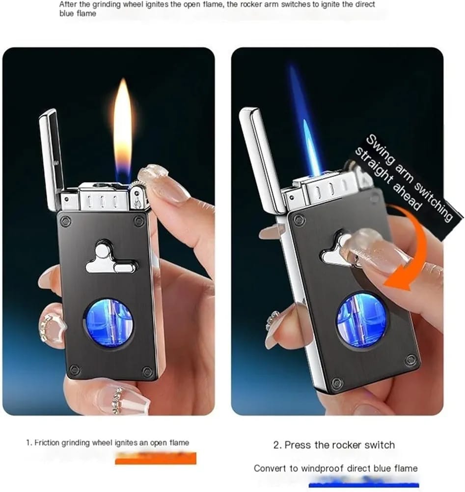 Premium Dual Flame Lighter with LED Fuel Indicator
