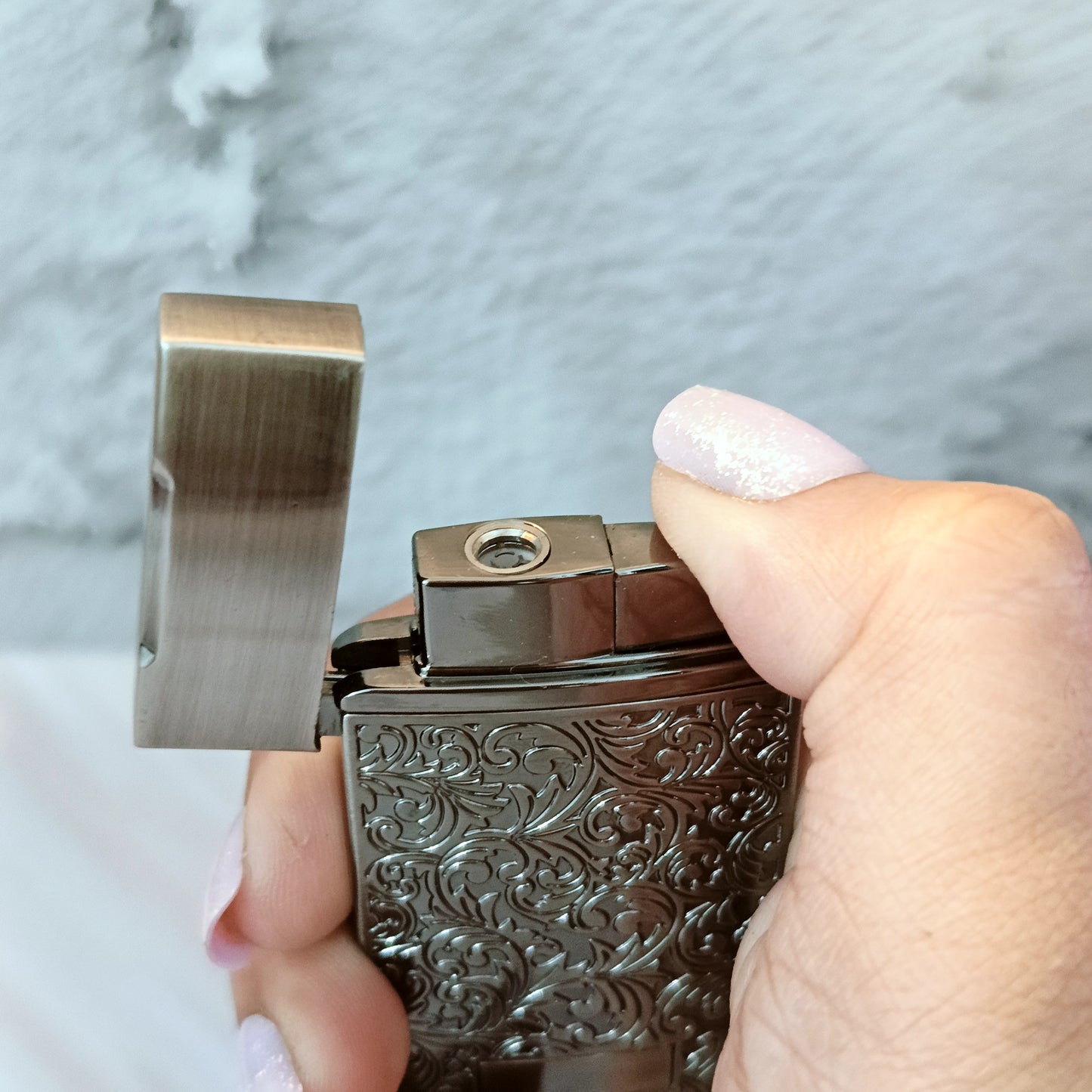 Premium Engraved Red Flame lighter