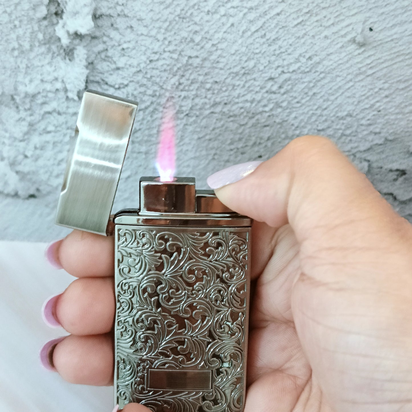 Premium Engraved Red Flame lighter