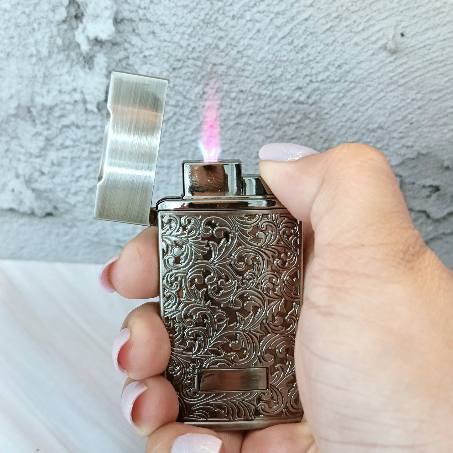 Premium Engraved Red Flame lighter